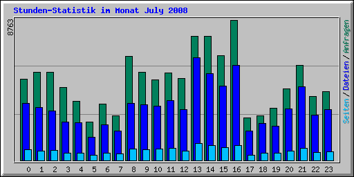 Stunden-Statistik im Monat July 2008